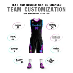 Black Powder Blue Classic Sets Mesh Basketball Jersey 4