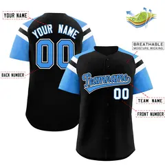 Black Powder Blue Contrast Raglan Baseball Jersey 2