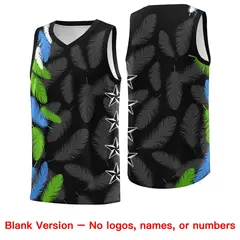 Black Powder Blue Feather Graffiti Pattern Basketball Jersey 6
