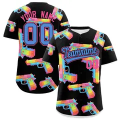 Black Powder Blue Firepower Graffiti Baseball Jersey 1