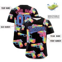 Black Powder Blue Firepower Graffiti Baseball Jersey 2