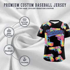 Black Powder Blue Firepower Graffiti Baseball Jersey 3
