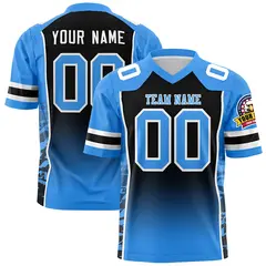 Black Powder Blue Gradient Side Pattern Football Jersey 1