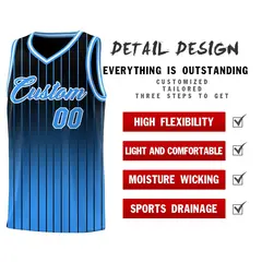 Black Powder Blue Gradient Stripe Fashion Basketball Jersey 2