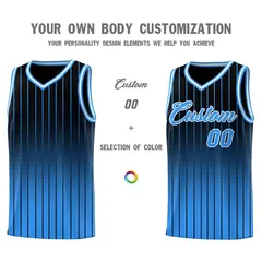 Black Powder Blue Gradient Stripe Fashion Basketball Jersey 3