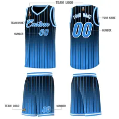 Black Powder Blue Gradient Stripe Fashion Basketball Jersey 5
