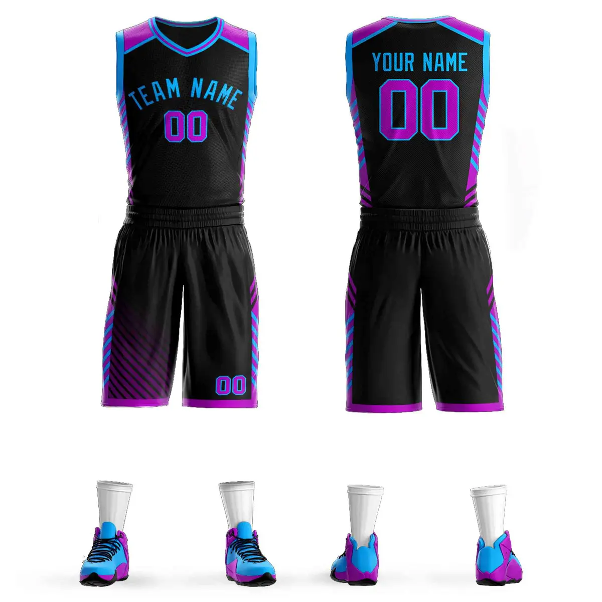 Black Powder Blue Graffiti Bar Element Basketball Jersey