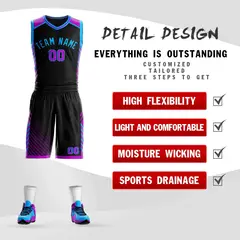 Black Powder Blue Graffiti Bar Element Basketball Jersey 2
