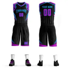 Black Powder Blue Graffiti Pattern Angular Element Basketball Jersey