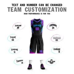 Black Powder Blue Graffiti Pattern Angular Element Basketball Jersey 4