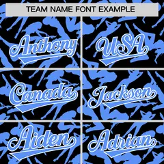 Black Powder Blue Graffiti Pattern Baseball Jersey 3