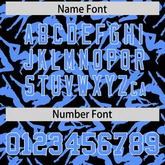 Black Powder Blue Graffiti Pattern Baseball Jersey 4