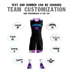 Black Powder Blue Graffiti Pattern Basketball Jersey 4