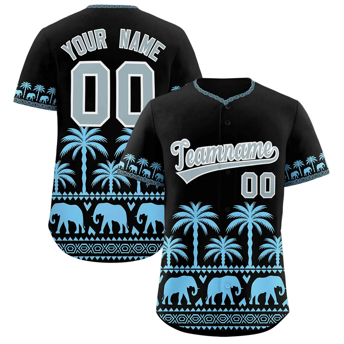 Black Powder Blue Graffiti Pattern Bossinia Baseball Jersey