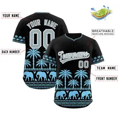 Black Powder Blue Graffiti Pattern Bossinia Baseball Jersey 2