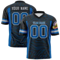 Black Powder Blue-Gray Zebra Stripes Football Jersey