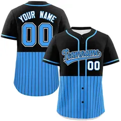 Black Powder Blue Half Stripe Authentic Baseball Jersey 1