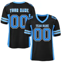 Black Powder Blue Insert Color Mesh Football Jersey 1