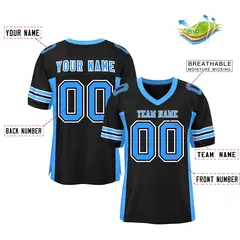 Black Powder Blue Insert Color Mesh Football Jersey 2
