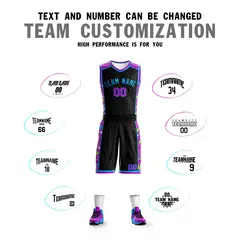 Black Powder Blue Lightning Graffiti Basketball Jersey 4