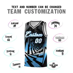 Black Powder Blue Lightning Halftone Dot Basketball Jersey 4