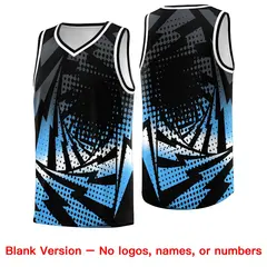 Black Powder Blue Lightning Halftone Dot Basketball Jersey 6