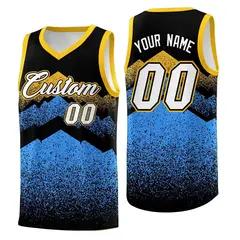 Black Powder Blue Mountain Fade Gradient Basketball Jersey 1