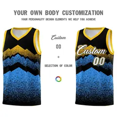 Black Powder Blue Mountain Fade Gradient Basketball Jersey 3