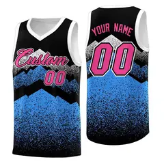 Black Powder Blue Mountain Fade Gradient Basketball Jersey 1