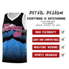Black Powder Blue Mountain Fade Gradient Basketball Jersey 2