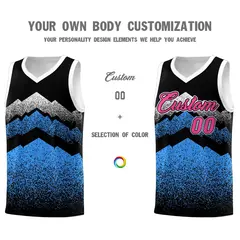 Black Powder Blue Mountain Fade Gradient Basketball Jersey 3