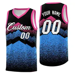 Black Powder Blue Mountain Fade Gradient Basketball Jersey 1