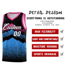 Black Powder Blue Mountain Fade Gradient Basketball Jersey 2