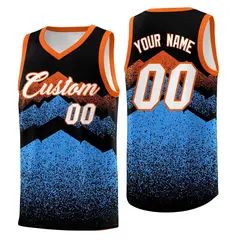 Black Powder Blue Mountain Fade Gradient Basketball Jersey 1
