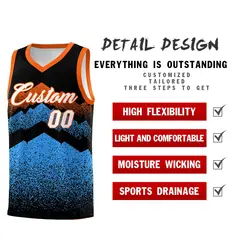 Black Powder Blue Mountain Fade Gradient Basketball Jersey 2