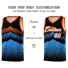 Black Powder Blue Mountain Fade Gradient Basketball Jersey 3