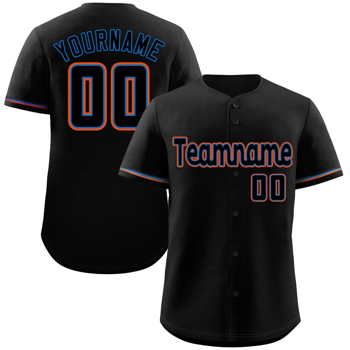 Black Powder Blue-Orange Classic Authentic Baseball Jersey