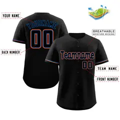 Black Powder Blue-Orange Classic Authentic Baseball Jersey 2