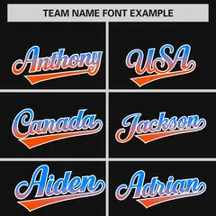 Black Powder Blue-Orange Gradient Varsity Full-Snap Raglan Baseball Jacket 3