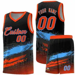 Black Powder Blue Orange Graffiti Pattern Basketball Jersey 1