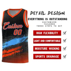 Black Powder Blue Orange Graffiti Pattern Basketball Jersey 2