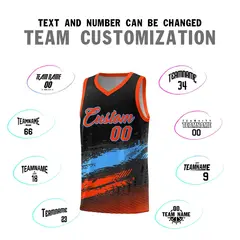 Black Powder Blue Orange Graffiti Pattern Basketball Jersey 4