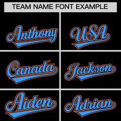 Black Powder Blue Orange Sleeve Flag Lace Baseball Jersey 3