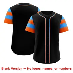 Black Powder Blue Orange Sleeve Flag Lace Baseball Jersey 7