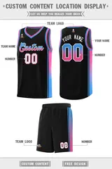 Black Powder Blue-Pink Gradient Basketball Jersey 2