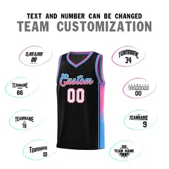 Black Powder Blue-Pink Gradient Basketball Jersey 4