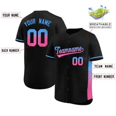 Black Powder Blue-Pink Gradient Side Baseball Jersey 2