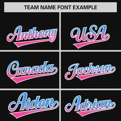 Black Powder Blue-Pink Gradient Varsity Full-Snap Raglan Baseball Jacket 3