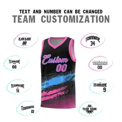Black Powder Blue Pink Graffiti Pattern Basketball Jersey 4