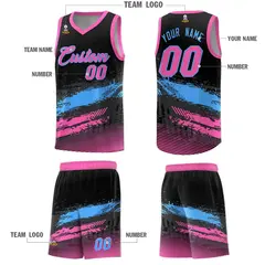 Black Powder Blue Pink Graffiti Pattern Basketball Jersey 5